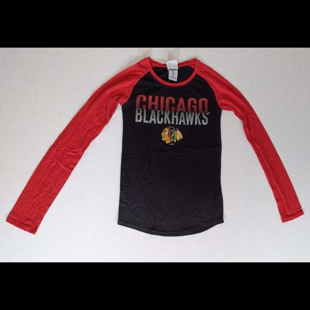 Chicago Blackhawks Womens Long Sleeve Shirt - Red & Black